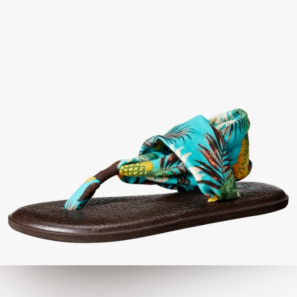 NWT Sanuk Women's Yoga Sling 2 Prints Hawaii/Pineapple Flip Flop Sandals 10 NEW